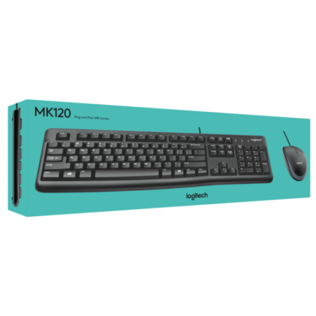 סט מקלדת עברית ועכבר חוטיים Logitech MK120