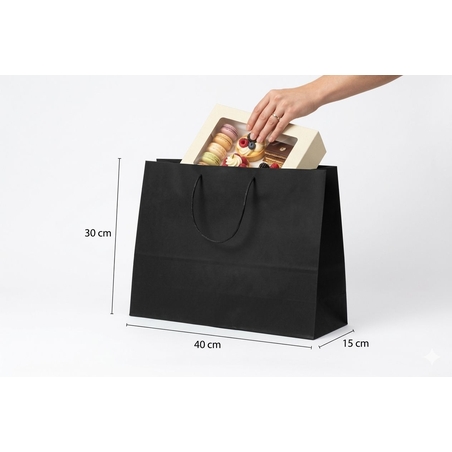 שקית נייר פרימיום שחורה 30*40