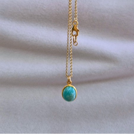 שרשרת אמזונייט ציפוי זהב