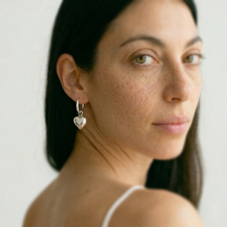 חישוק כסף לב נפוח