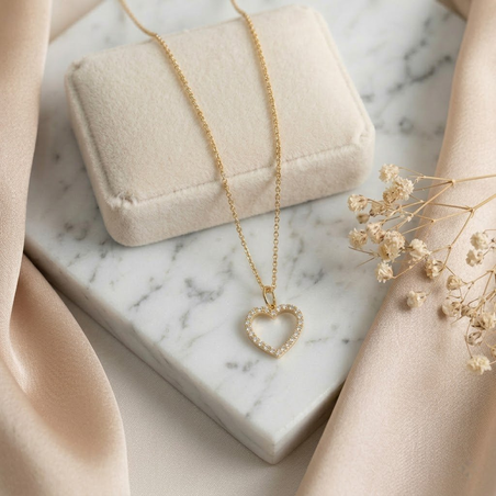 שרשרת רולו גולד לב זירקונים