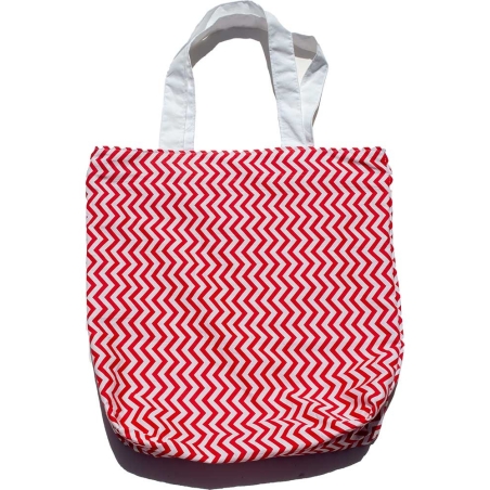 תיק TOTE גדול בעבודת יד Red Stripes