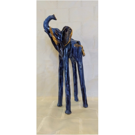 פיל דאלי כחול- פסל מחימר בעבודת יד