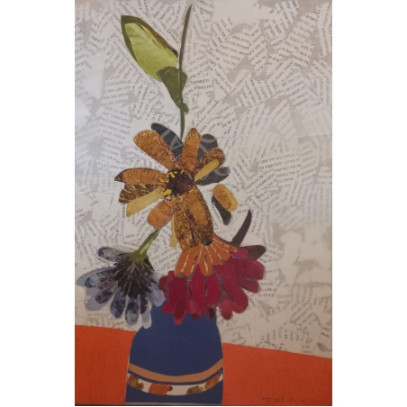 פרחים באגרטל- הדפס תמונת קולאז'