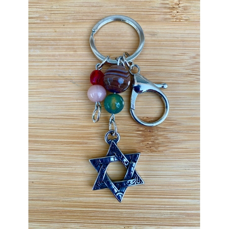 מחזיק מפתחות אבני חן ומגן דוד