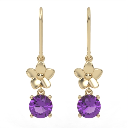 Earrings made of gold inlaid with amethyst stones model EAG13