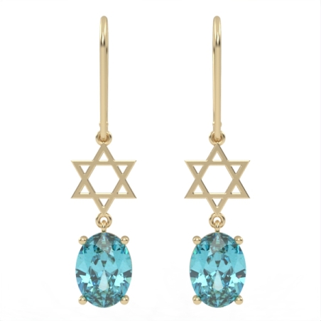 Earrings made of gold inlaid with Swiss blue topaz stones, model EAG18