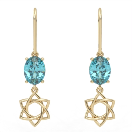 Gold earrings set with Blue Topaz Suisse stones Model EAG25