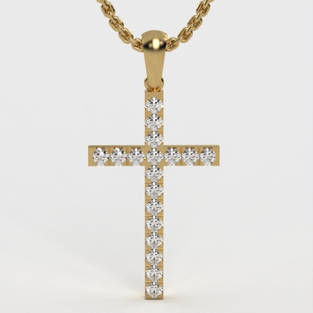 Diamonds pendant, gold cross, gold pendant, present, lab diamonds, DP28