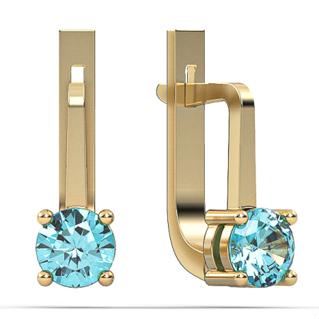 Earrings made of 14 karat gold set with Blue Topaz Suisse  stones model EAG37