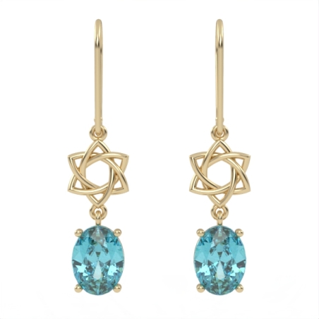Gold earrings set with Blue Topaz Suisse stones Model EAG26.