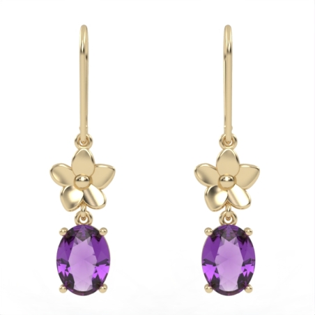 Gold earrings set with Amitist stones Model EAG17