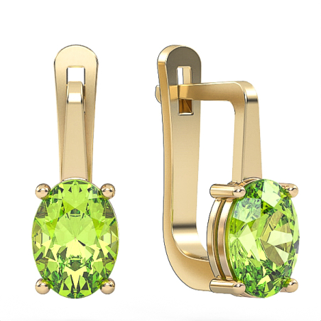 Earrings made of 14k gold set with peridot stones Model EAG5