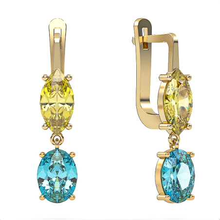 Gold earrings set with Citrine and Blue Topaz Suisse Model EAG33