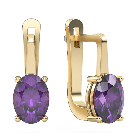 Earrings made of 14 carat gold inlaid with amethyst stones model EAG6