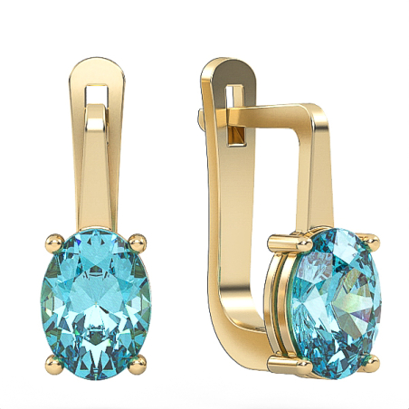 Earrings made of 14k gold set with Blue Topaz Suisse stones Model EAG4
