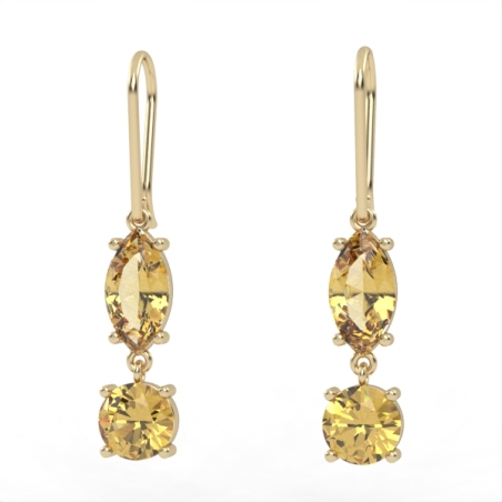 Gold earrings set with Citrine and Blue Topaz Suisse Model EAG23