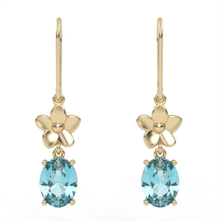 Gold earrings set with Blue Topaz Suisse stones Model EAG16
