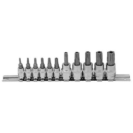 סט 11 בוקסות טורקס + חור פס מתכת הינע “+1/4“3/8 CR-V