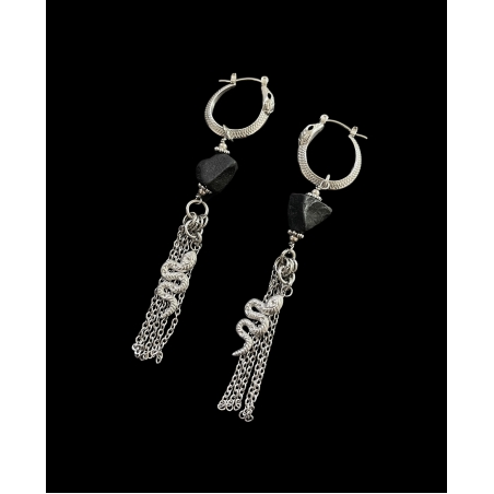 Black onyx- snake earrings - limited edition