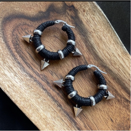 Black triple pyramid earrings