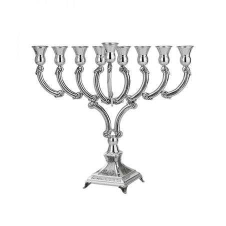 חנוכיה קשת נמוך גמלא ריקוע - כסף טהור