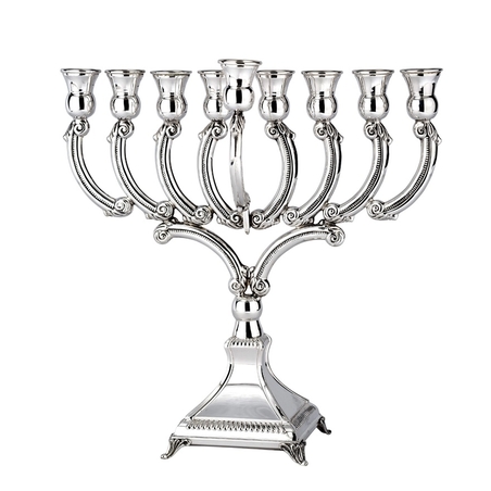חנוכיה קשת נמוך ארוזית - כסף טהור