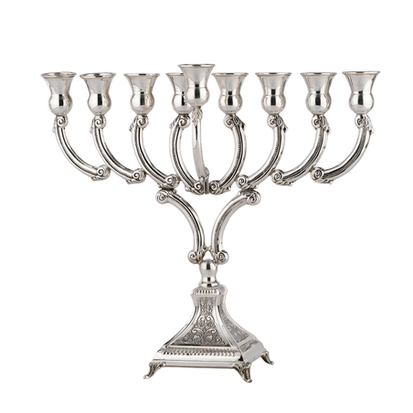 חנוכיה קשת נמוך ארוזית ריקוע - כסף טהור