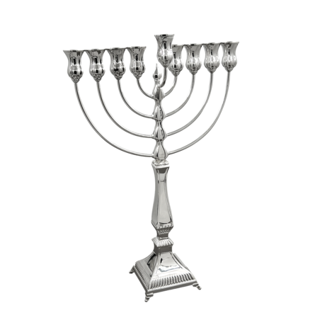 חנוכיה מירון חלק - כסף טהור