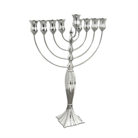 חנוכיה הינומה חלק - כסף טהור