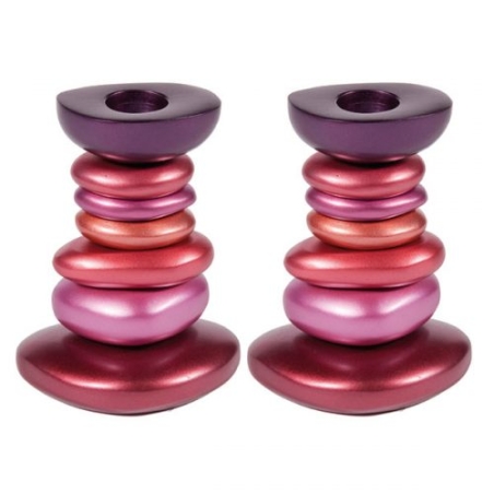 Candlesticks - Stones - Maroon