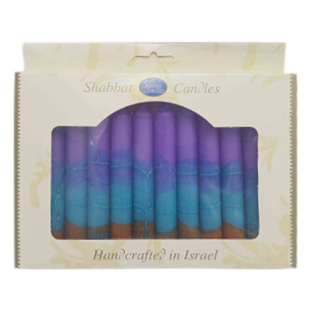 מארז נרות שבת סגול תכלת וחום