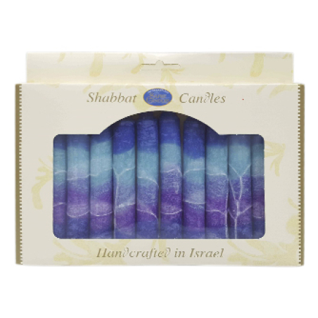 מארז נרות שבת צבעי סגול תכלת וכחול