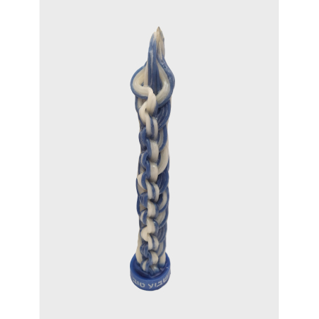 Blue and white Havdala candle 36