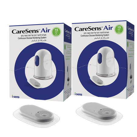 CareSens Air CGM - מערכת לניטור רציף של רמות סוכר בדם - לשימוש של 15 יום. 2 חיישנים במחיר מיוחד.