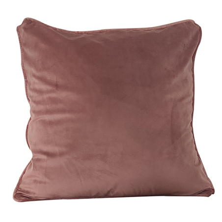 כרית נוי דגם קטיפה עם קדר בצבע ורוד עתיק בגודל 60/60 ס