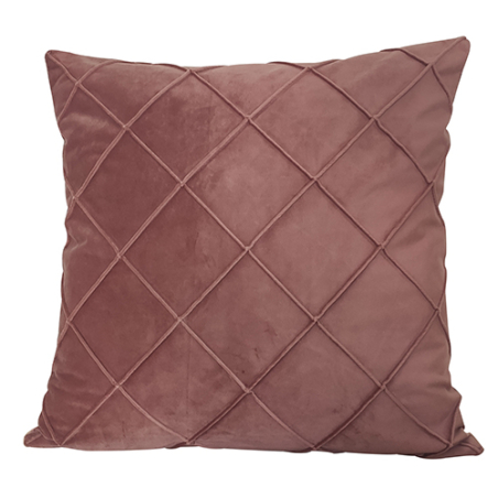 כרית נוי דגם קטיפה מעויינים עם קדר בצבע ורוד עתיק בגודל 60/60