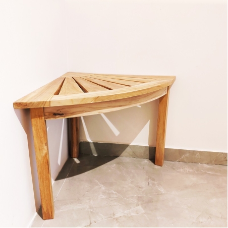 ספסל פינתי למקלחת מעץ טיק מלא 53/53 ס