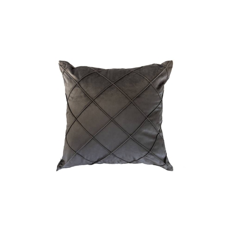 כרית נוי דגם קטיפה מעויינים עם קדר בצבע אפור כהה בגודל 60/60 ס