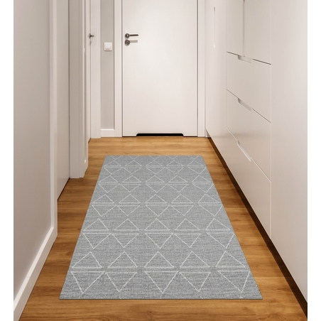 שטיחון למטבח ולמסדרון דגם AQABA אפור בהיר