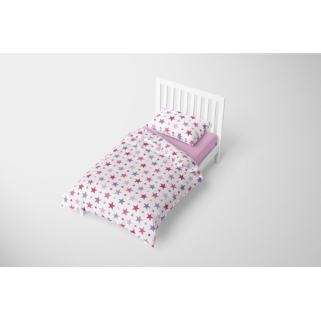 מצעי כותנה דגם כוכבים ורוד