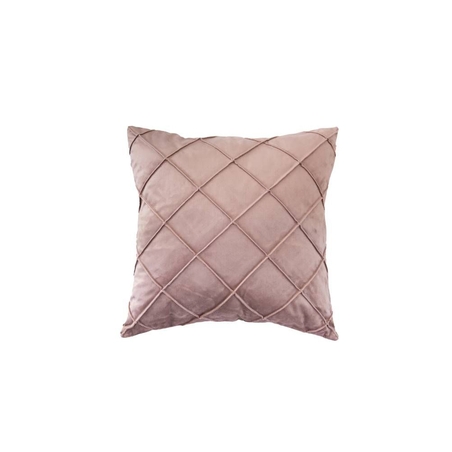 כרית נוי דגם קטיפה מעויינים עם קדר בצבע פודרה בגודל 60/60