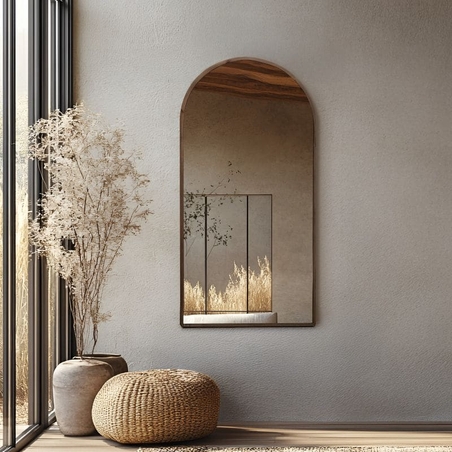 מראה חצי מעוגלת עץ