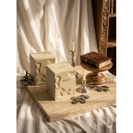 קופת צדקה מרובעת דגם דמוי אבן