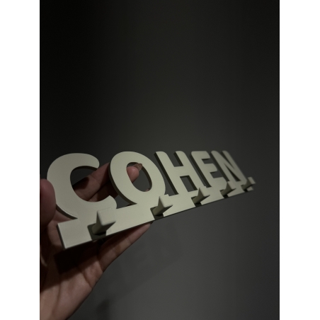 מתלה מפתחות שם משפחה בעיצוב אישי