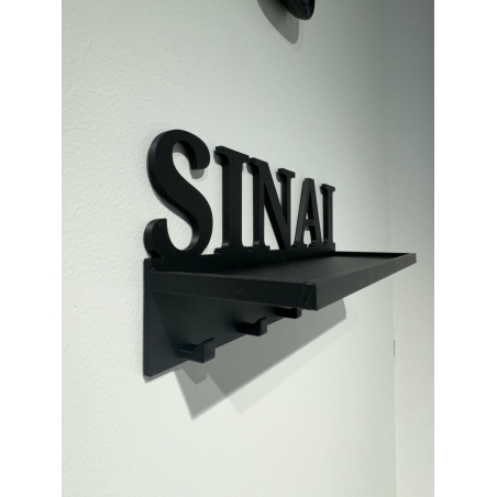 מתלה מפתחות שם משפחה בתוספת מגש עליון