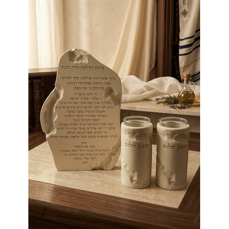 סט הדלקת נרות דמוי אבן דגם גלים