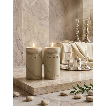 זוג פמוטים דגם דמוי אבן 