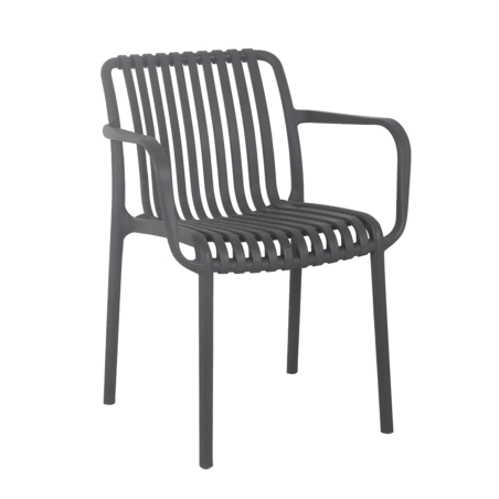 כיסא לגינה ולבית עם ידיות דגם MIRA PP-776A צבע אפור פחם
