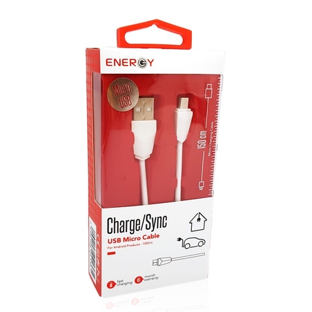 כבל ENERGY 1.5M USB to Micro לבן